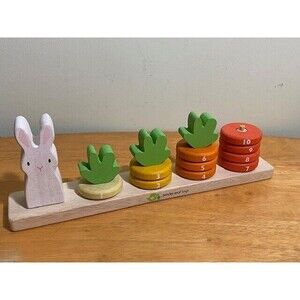 Tender Leaf Toy Carrot Count Stacker Wooden Ring Set Game Toy - 99% Complete